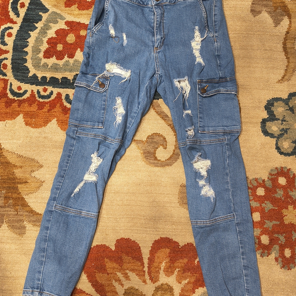 Aphrodite Women's Blue Distressed Skinny Jeans